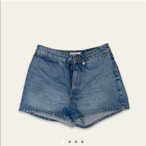 zara 70s denim mom shorts